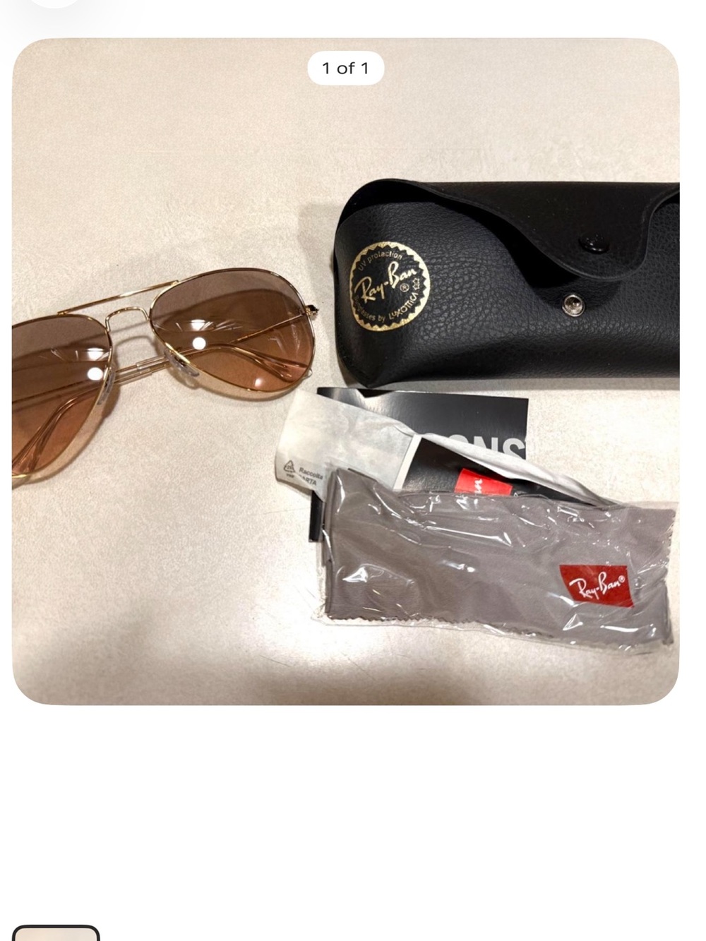 Ray-Ban Menβs Aviator Sunglasses in Gold Frame with Brown Lenses